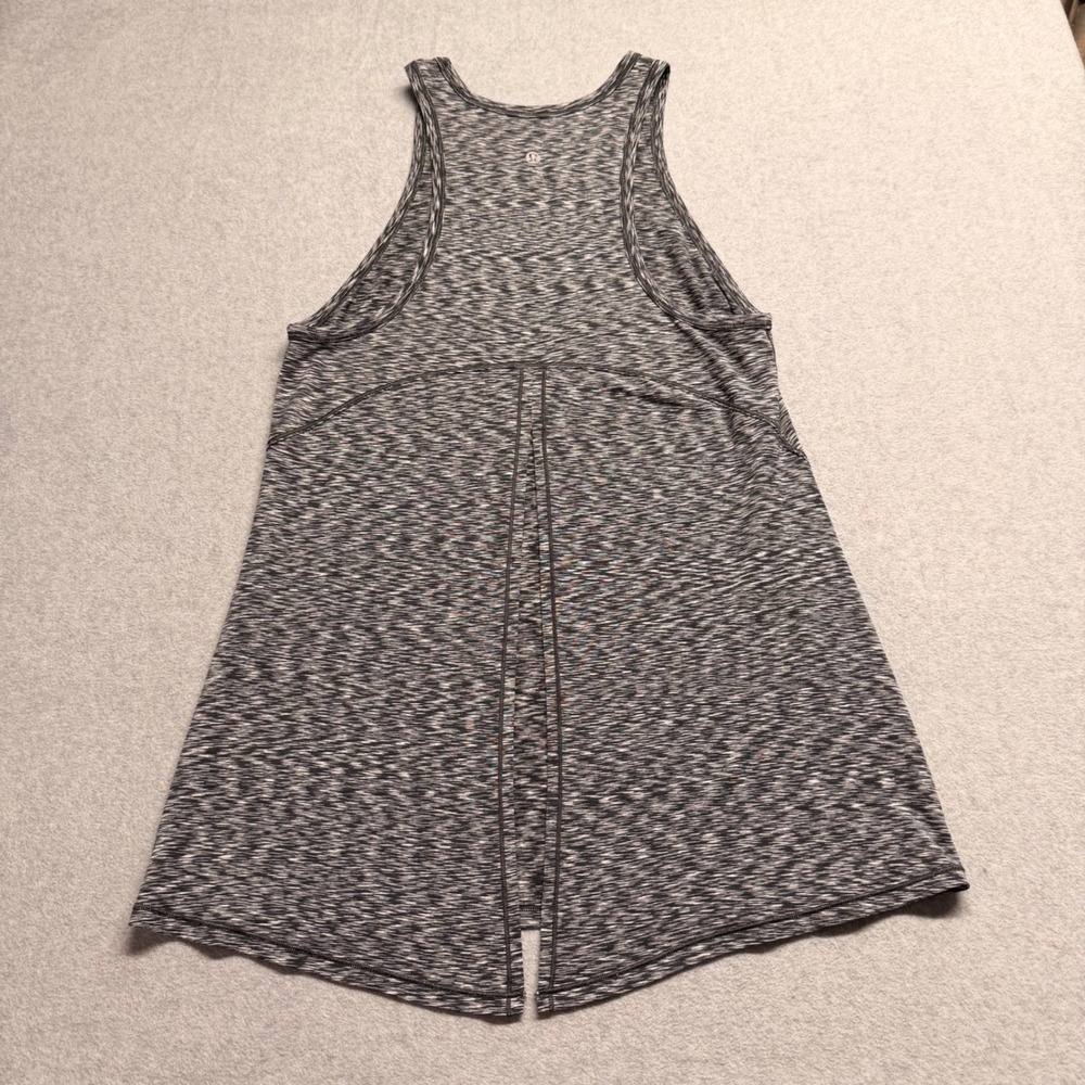 Lululemon Goal Up High Neck Space Dye Racerback Tank Top Split Back Black White - Picture 8 of 9